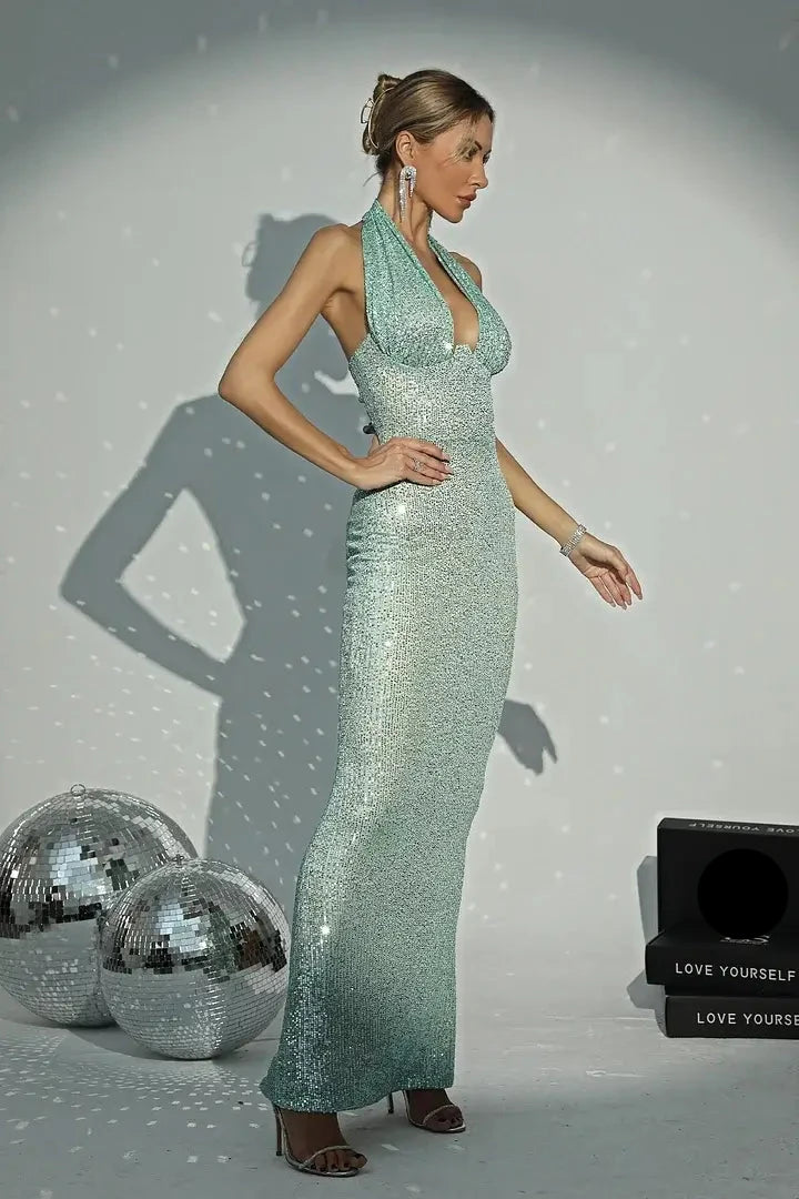 Halter Deep V Neck Dress - Lilica - Image 2