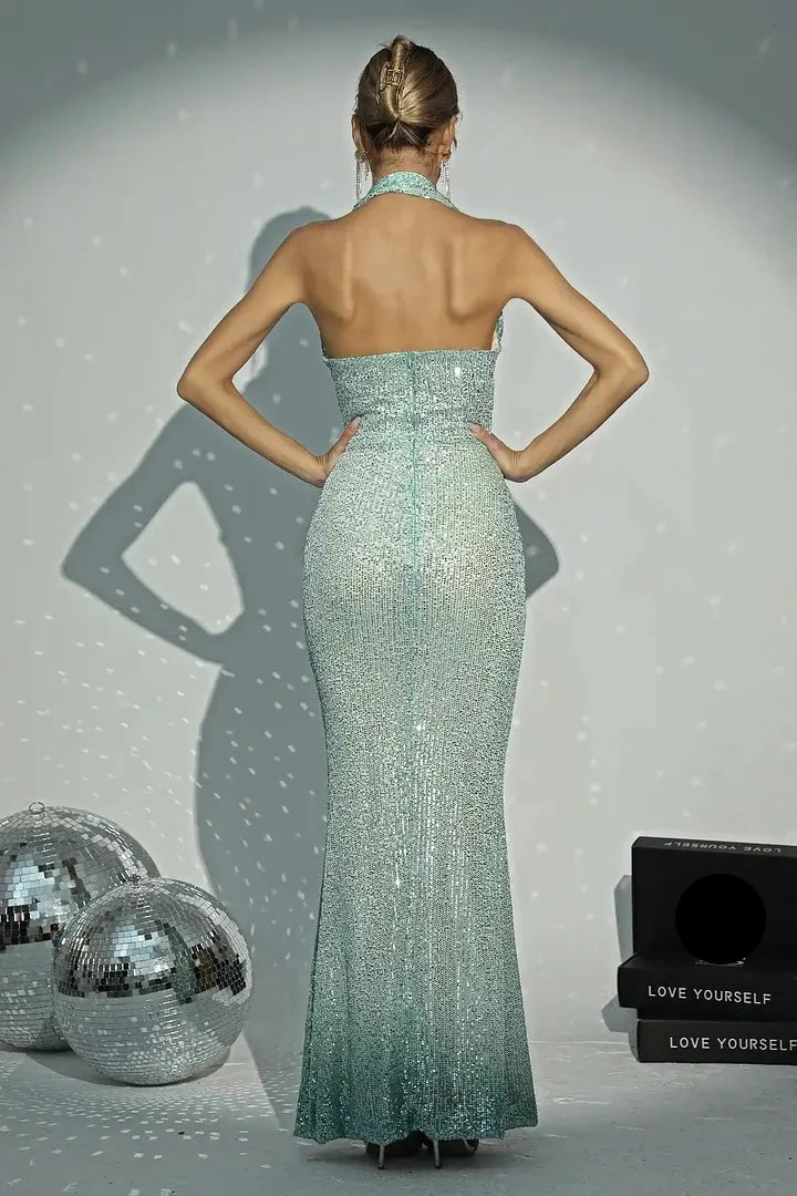 Halter Deep V Neck Dress - Lilica - Image 5