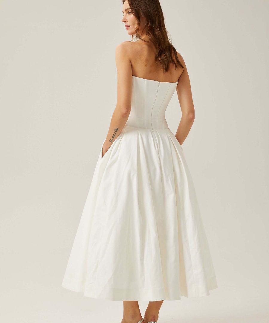 Strapless Corset A Line Dress - Elalia
