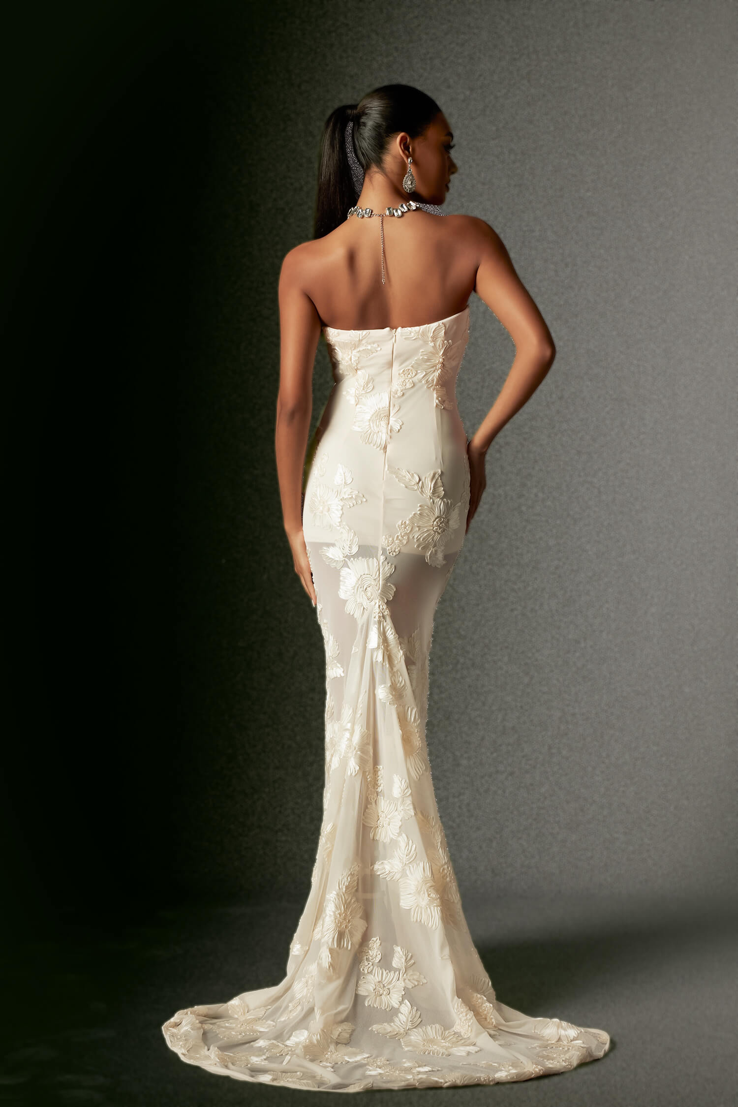 Strapless Embroidery Long Dress - Biana - Image 7