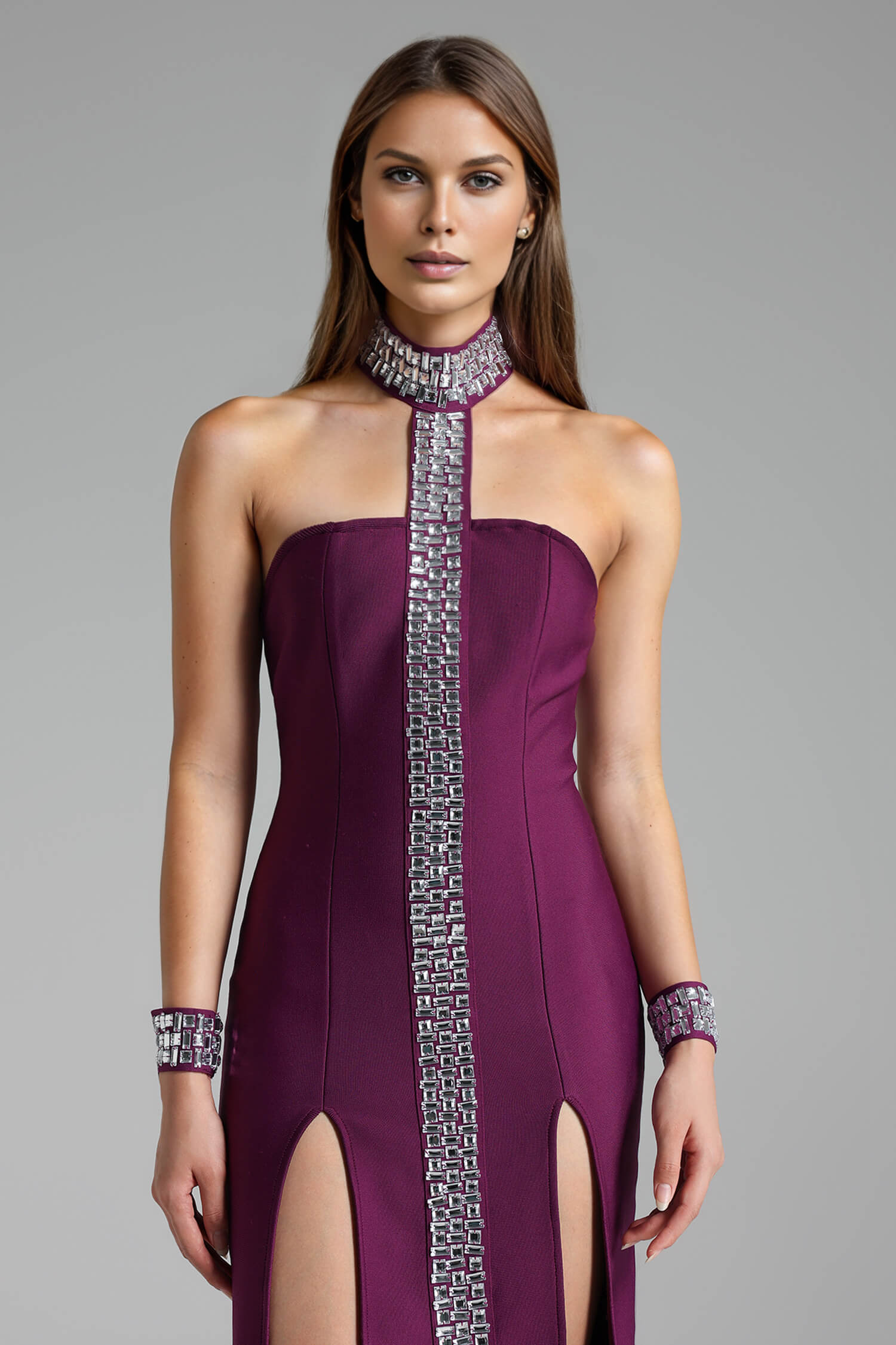 Crystal Chocker Bodycon Dress - Renna - Image 3