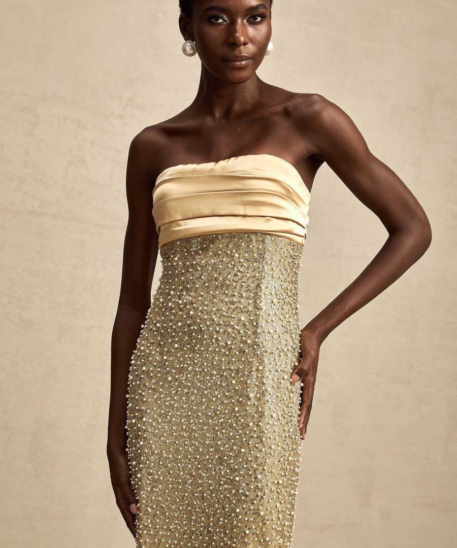 Beaded Strapless Bodycon Dress - Alexa