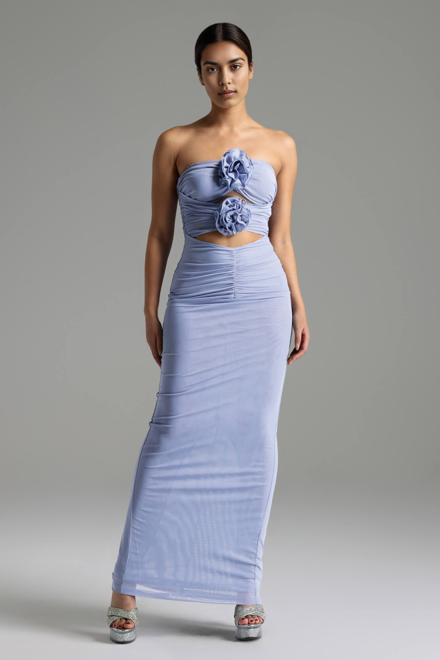 Strapless Hollow Out Long Dress - Durian - Image 3