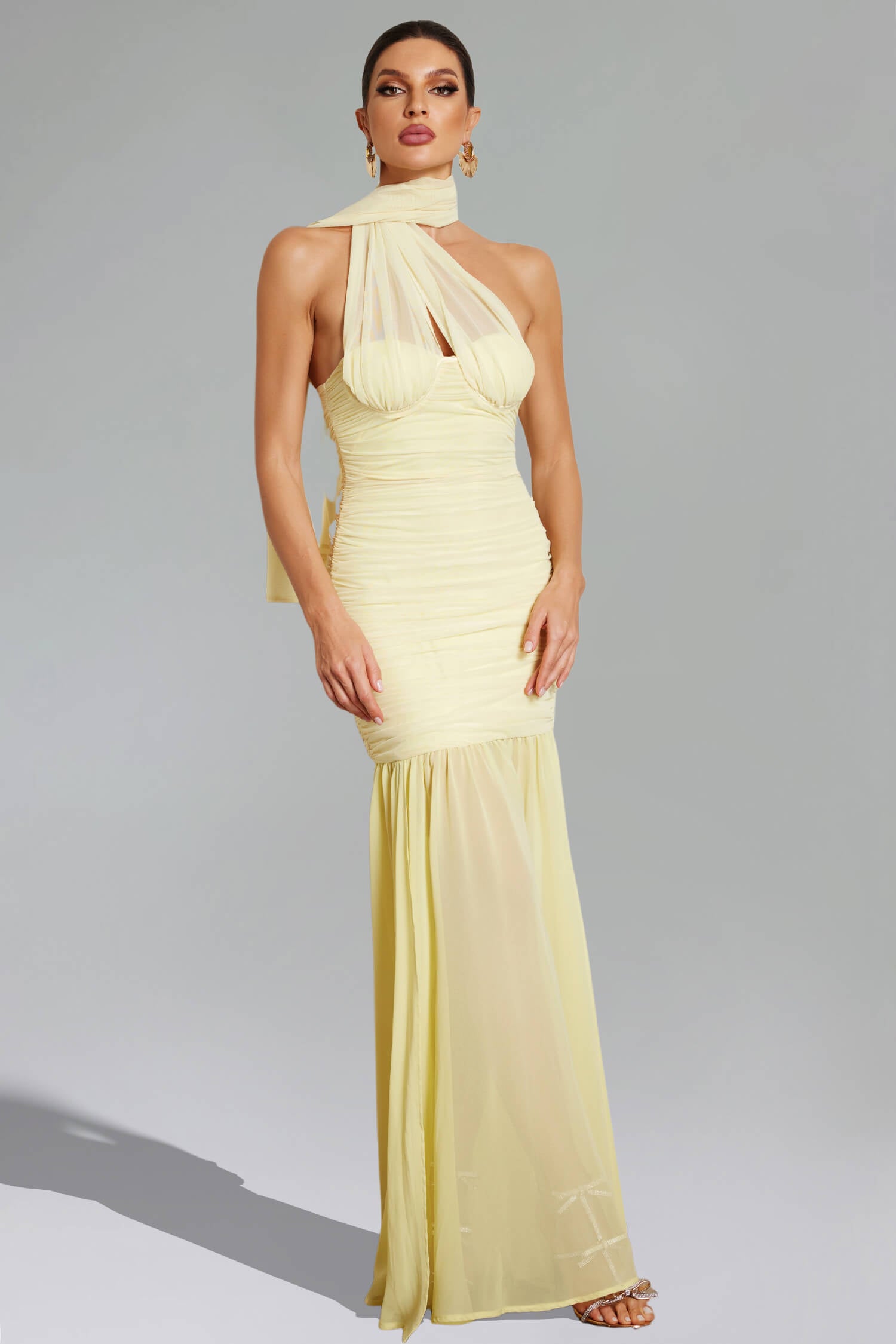Maxi Halter Ruched Dress - Siona - Image 3