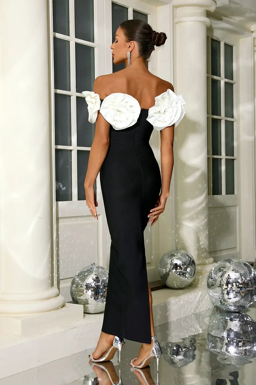 Off Shoulder Flower Bandage Dress - Surian - Image 5