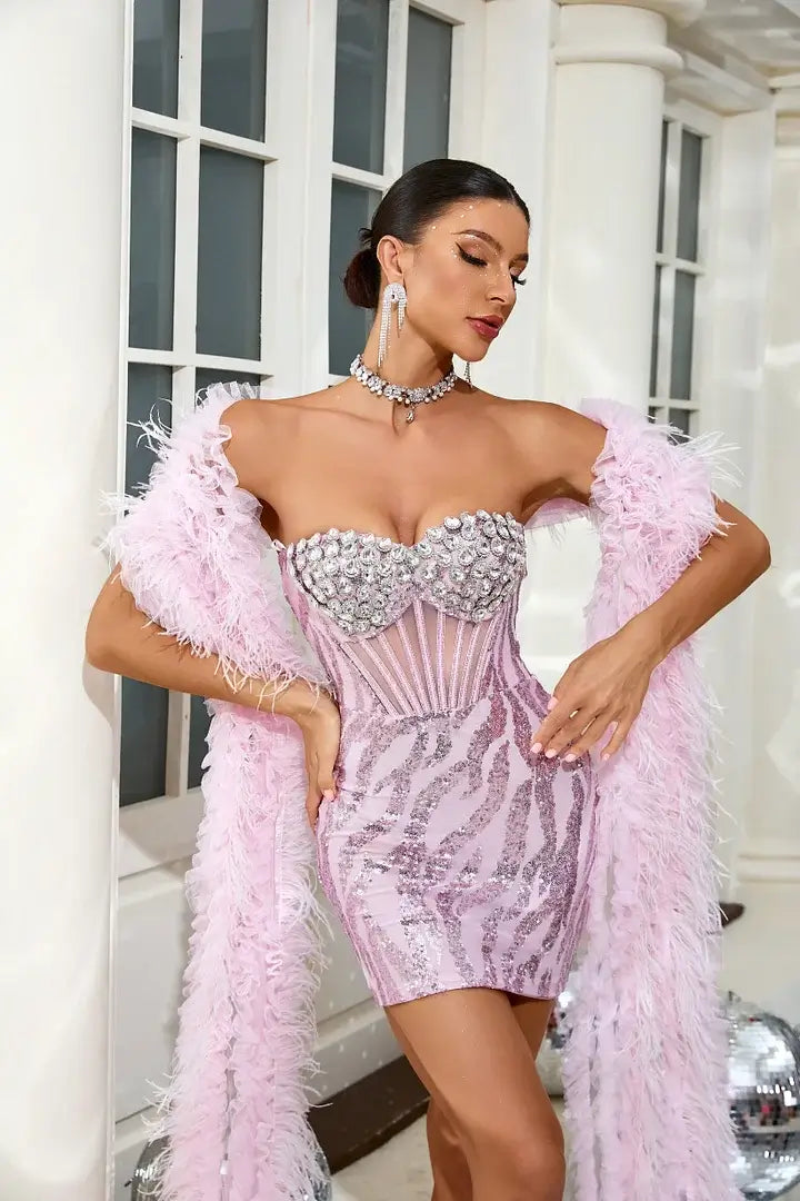 Luxury Sequins With Scarf Dress - Inara - Image 9