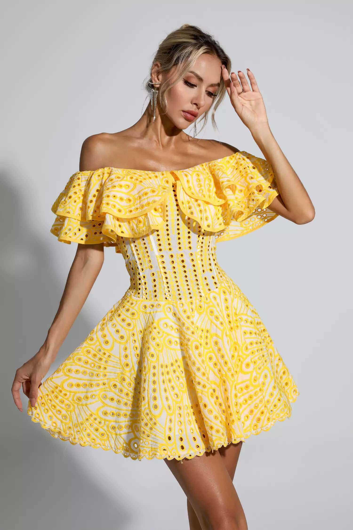 Embroidery Ruffles Dress - Rovenia - Image 2