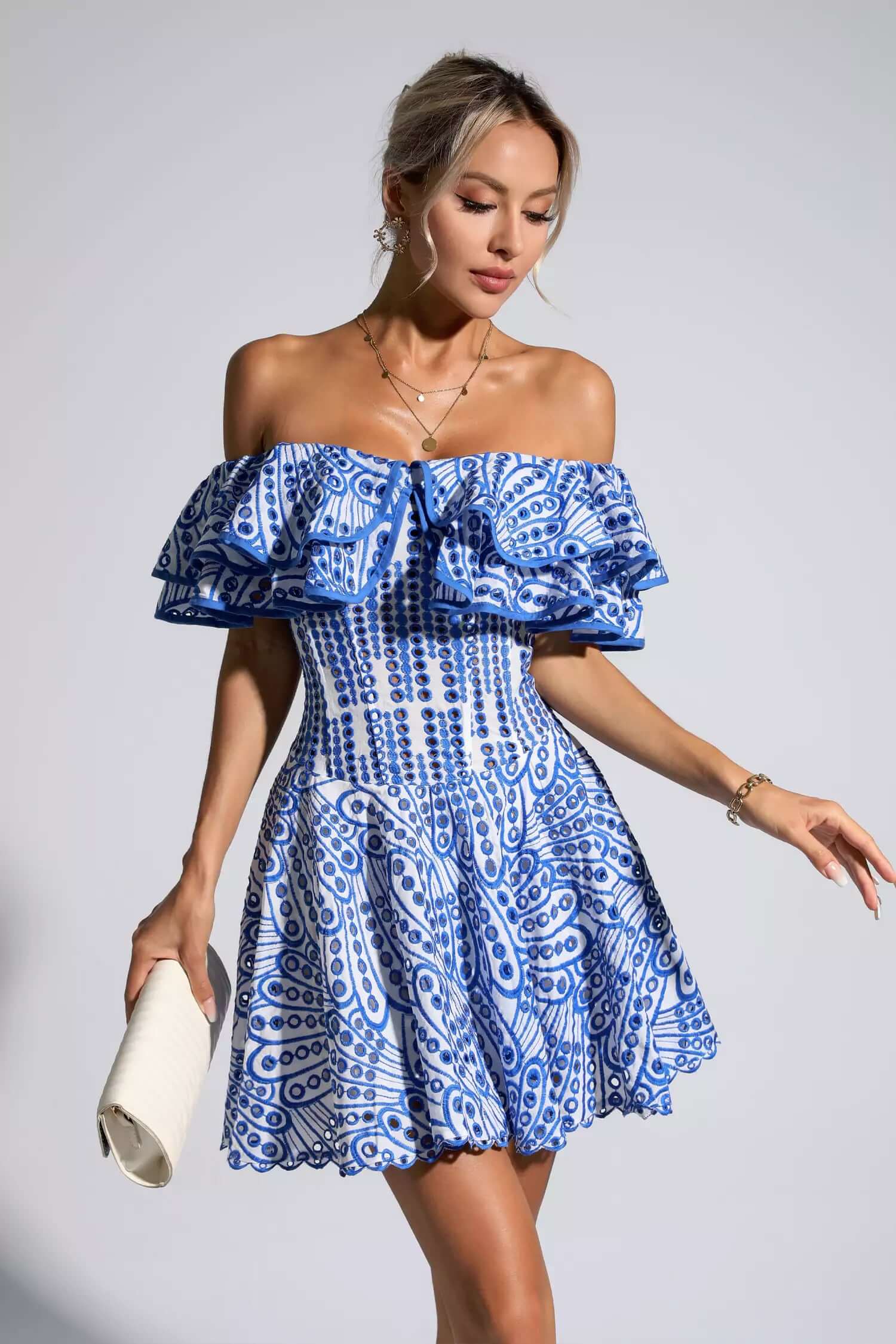 Embroidery Ruffles Dress - Rovenia - Image 15