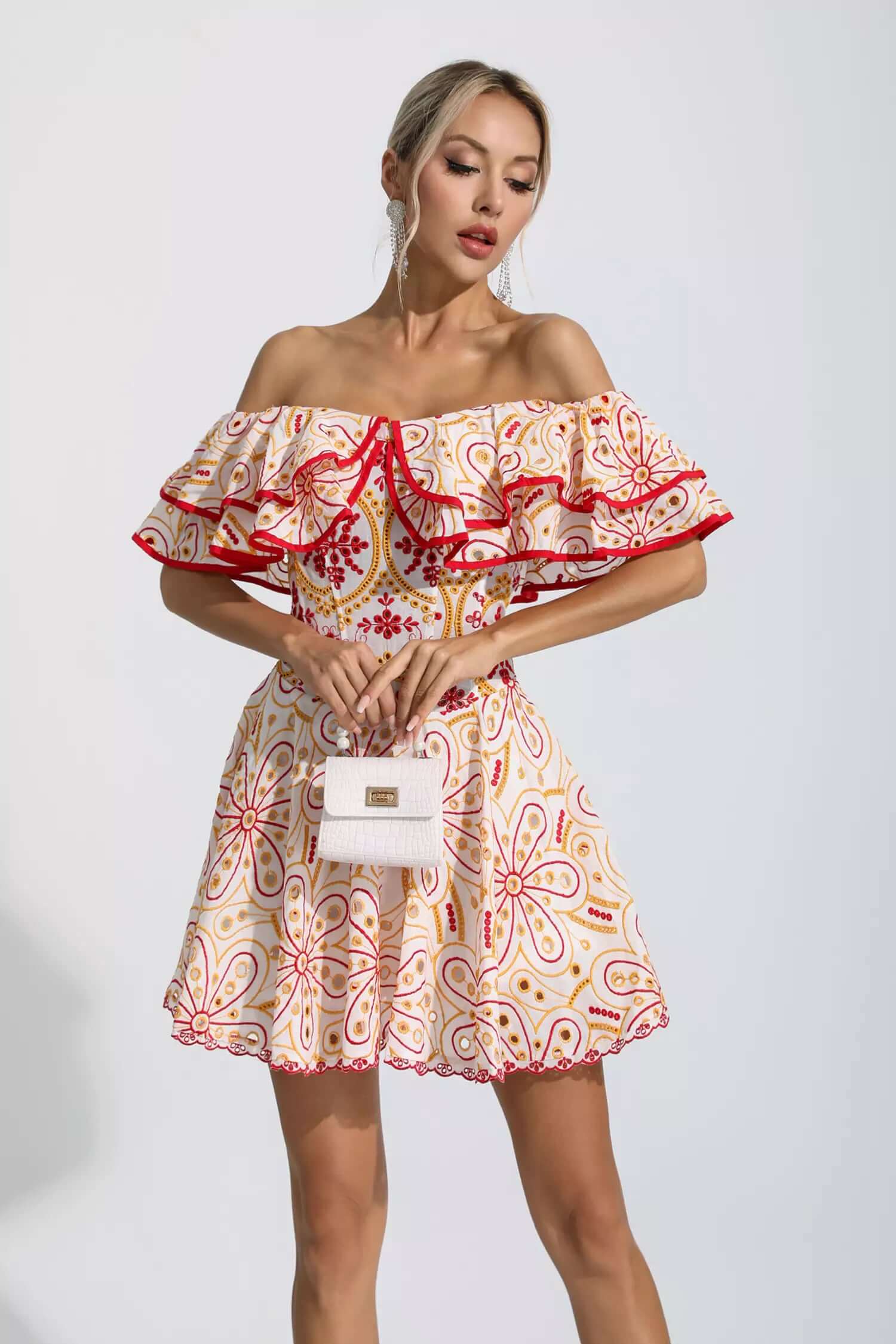 Embroidery Ruffles Dress - Rovenia - Image 13