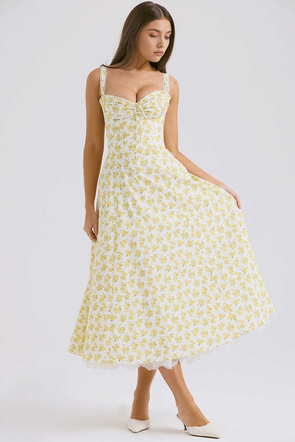 Lace Up Floral Strap Dress - Madala - Image 3