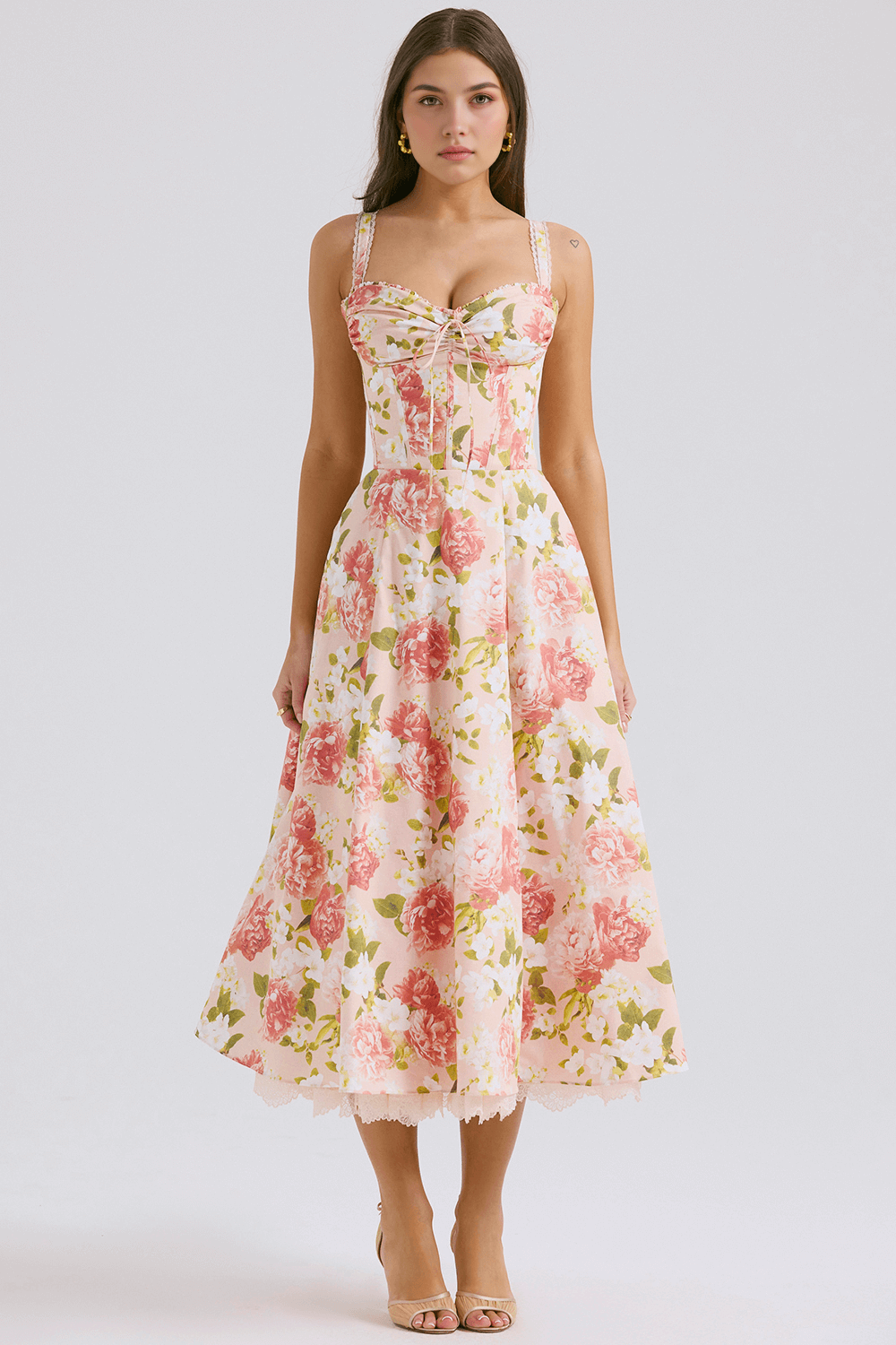 Lace Up Floral Strap Dress - Madala - Image 4