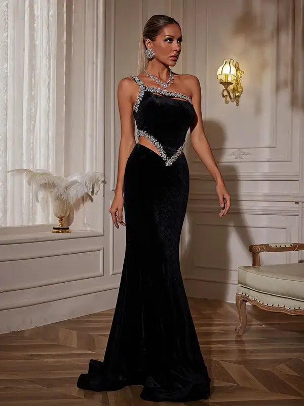 One Shoulder Diamond Dress - Miralyza - Image 4