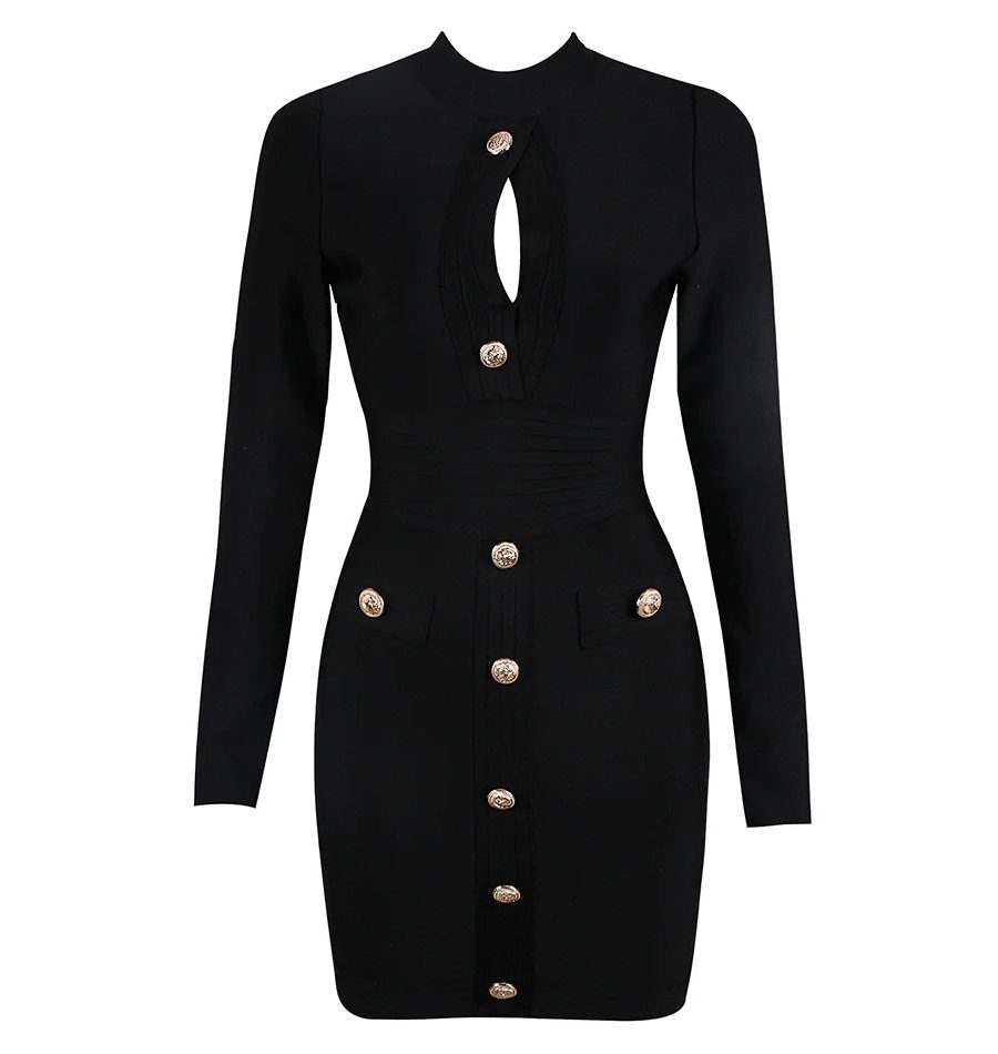 Bandage Long Sleeve Dress - Rivia