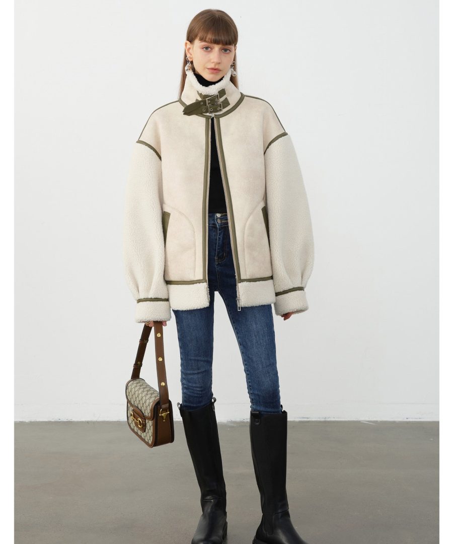 Leather Tutleneck Zipper Jacket - Freya