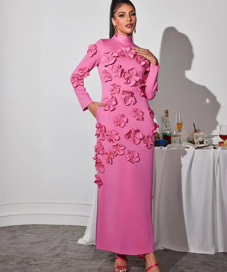 Flower Appliques Collar Dress - Karla