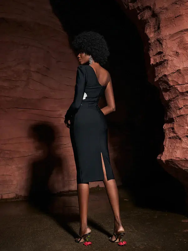 One Shoulder Hollow Out Flower Dress - Suzi - Image 7