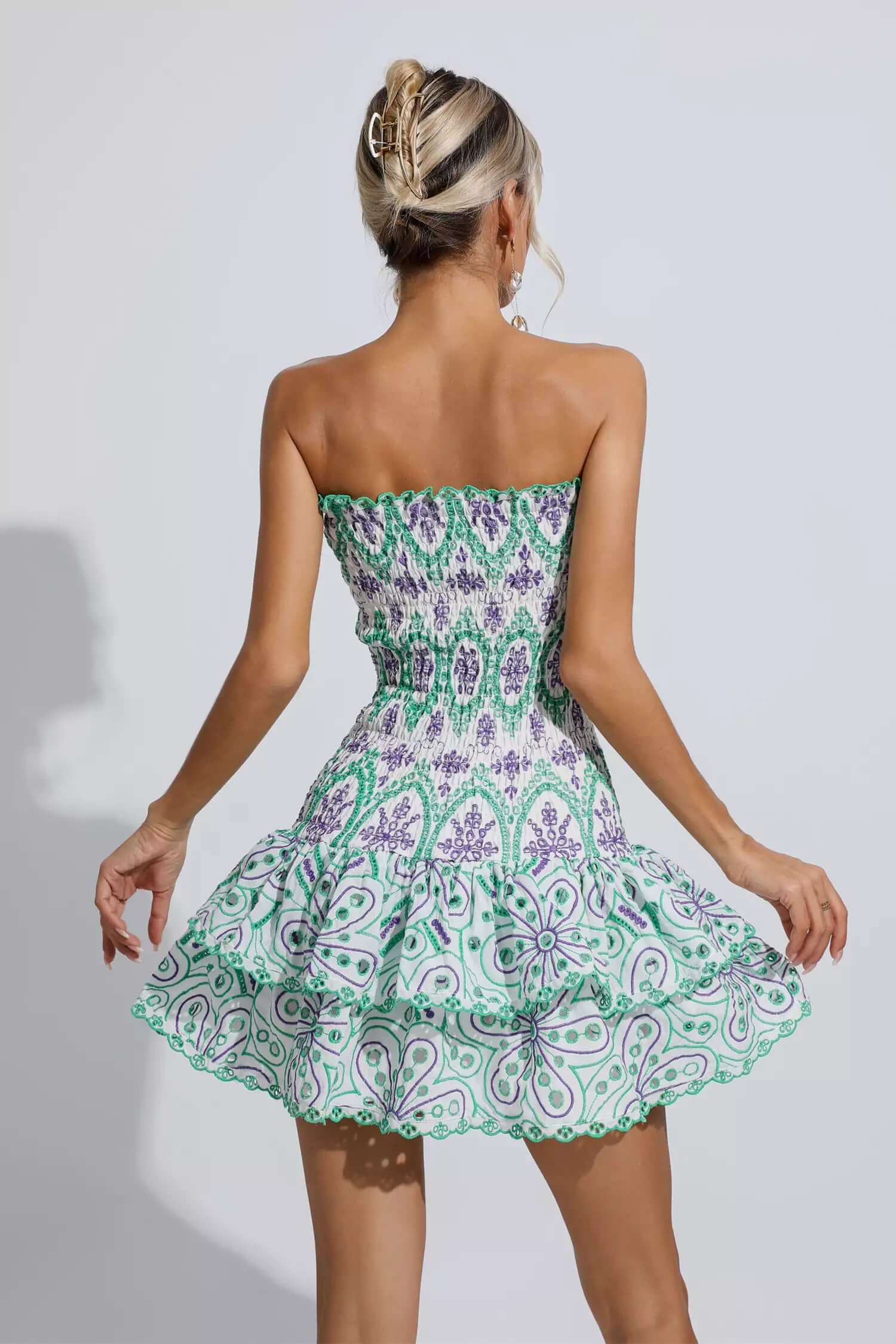 Color Off Shoulder Layered Dresses - Klyssia - Image 7