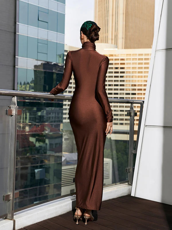 High Neck Long Sleeve Bodycon Dress - Judy - Image 12
