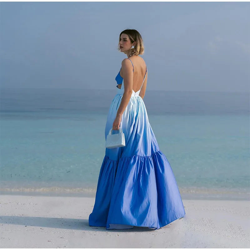 Elegant Hollow Gradient Long Dress - Sabrina - Image 2