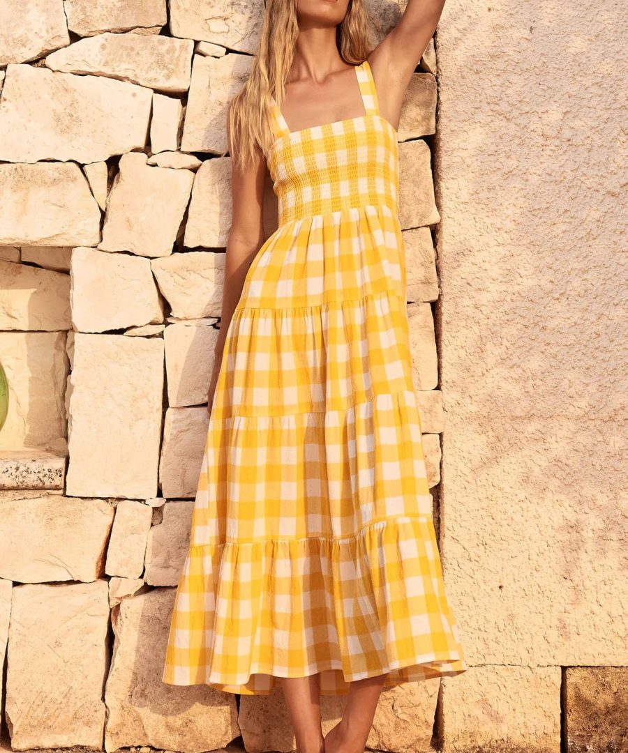 Plaid A line Print Dress - Susane