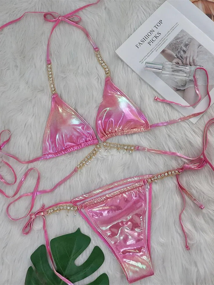 Luxury Rhinestone Criss Cross bikini Set - Alure - Image 12