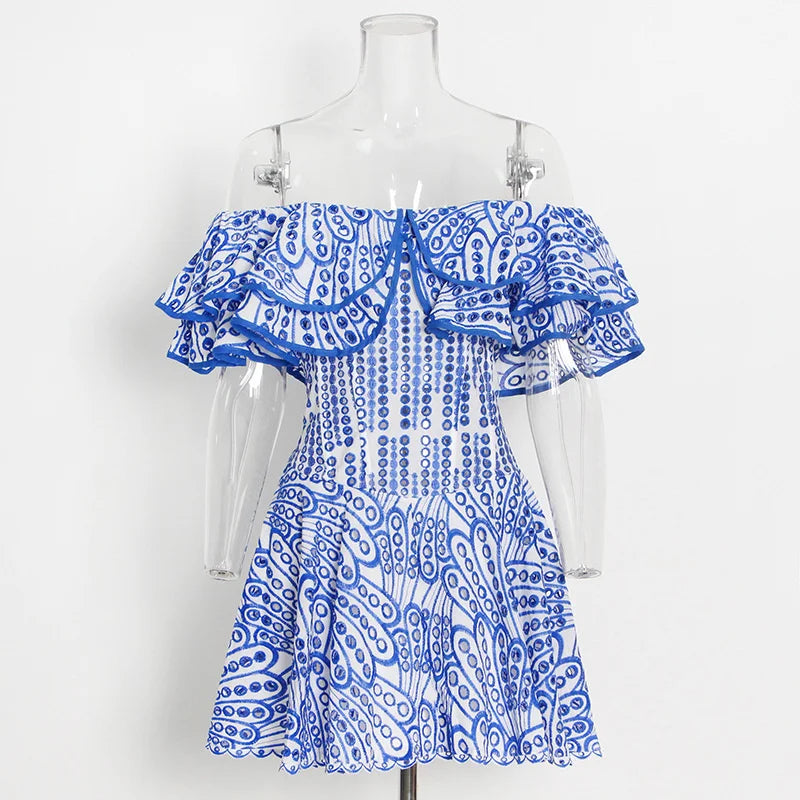 Embroidery Ruffles Dress - Rovenia - Image 11