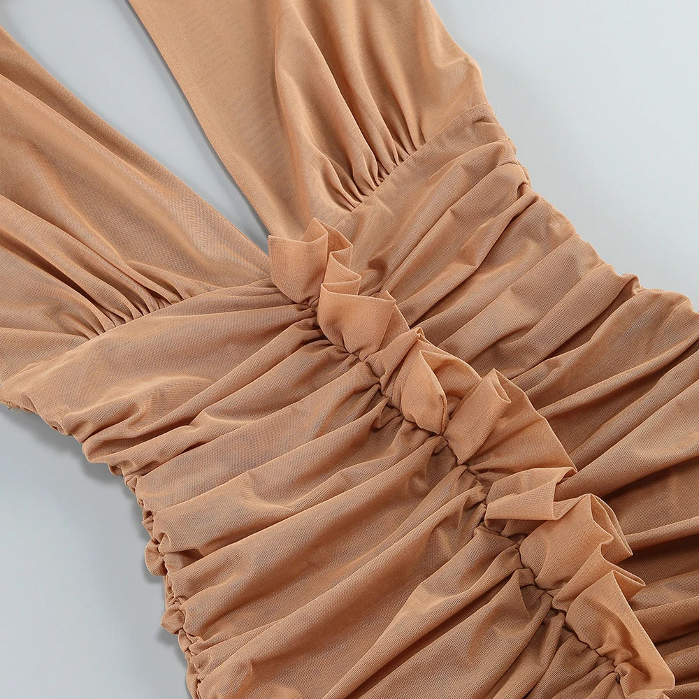 Ruffle Backless Halter Mini Dress - Blissia - Image 3