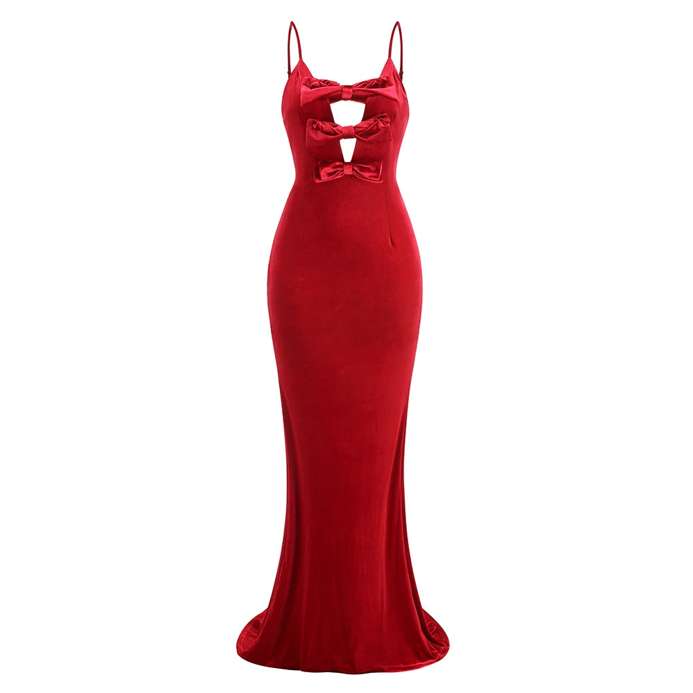 Red V-Neck Bodycon Dress - Lavinia - Image 2