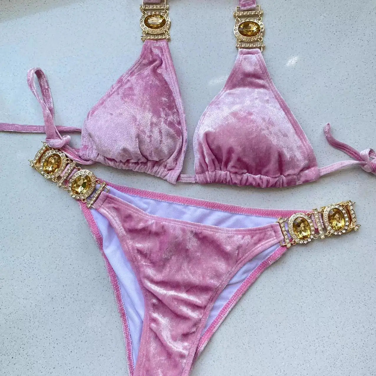 Velvet Luxury Rhinestone Bikini - Daniella - Image 3
