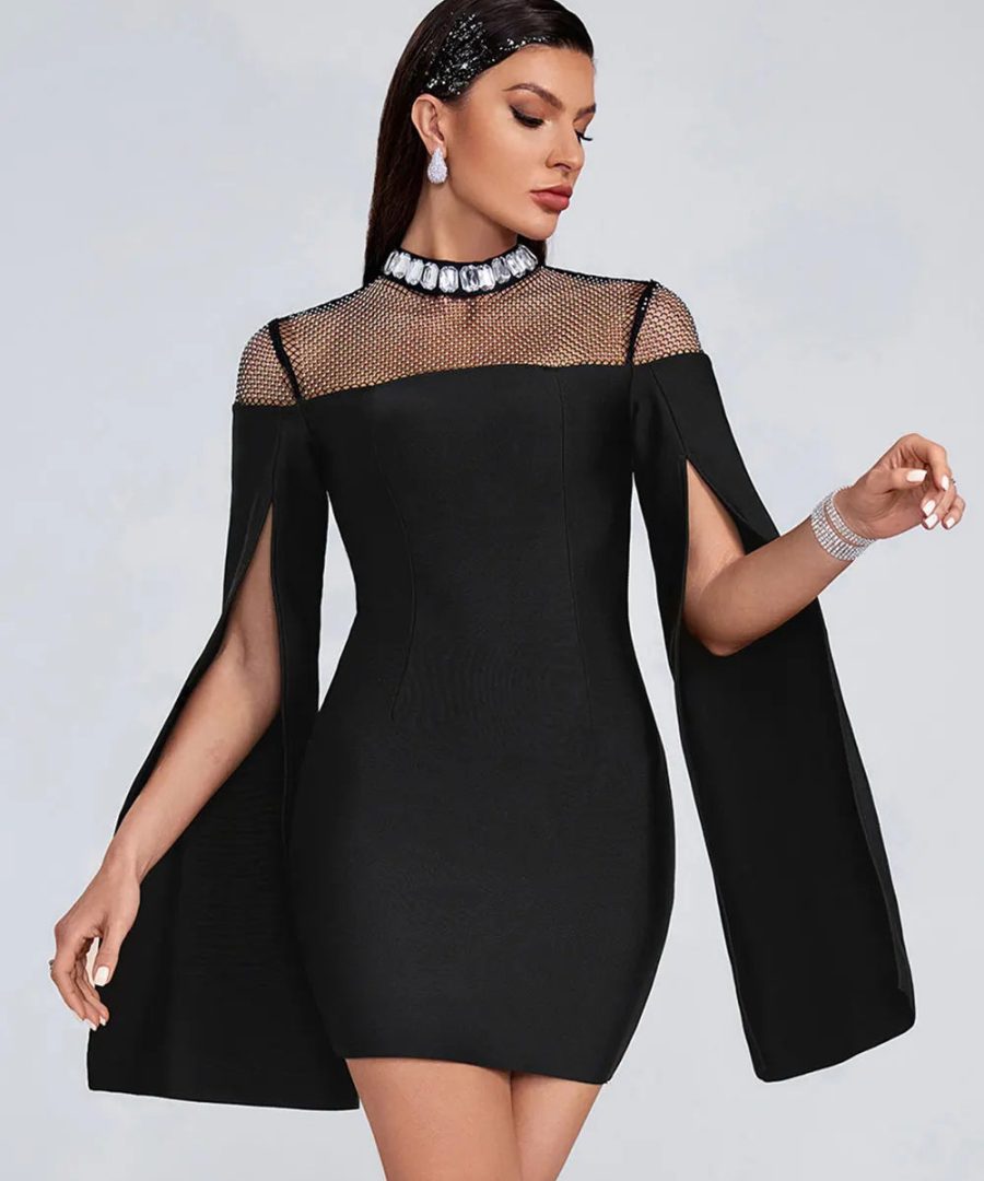 Patchwork Diamond Neck Dress - Anisa