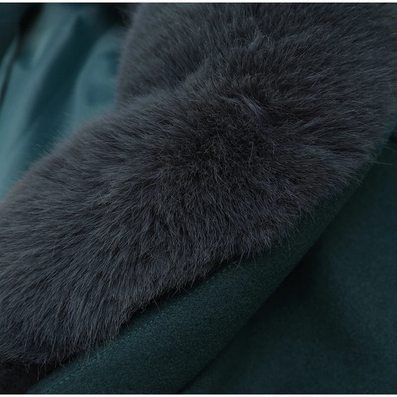 Elegant Fur Collar Trench Coat - Randa - Image 3