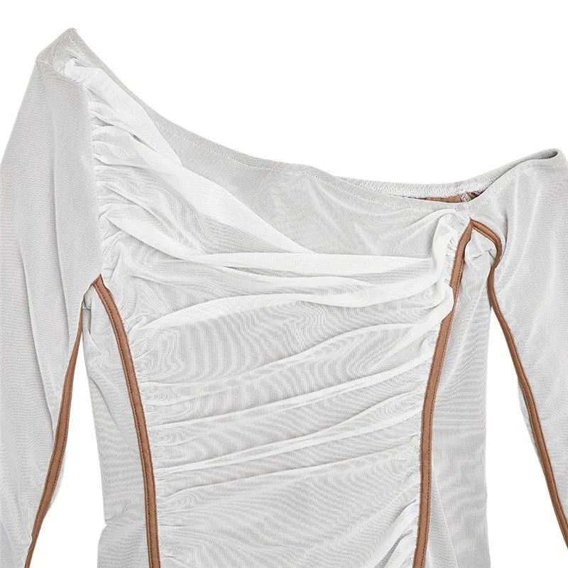 Diagonal Collar Long Sleeve Dress - Anatole - Image 4