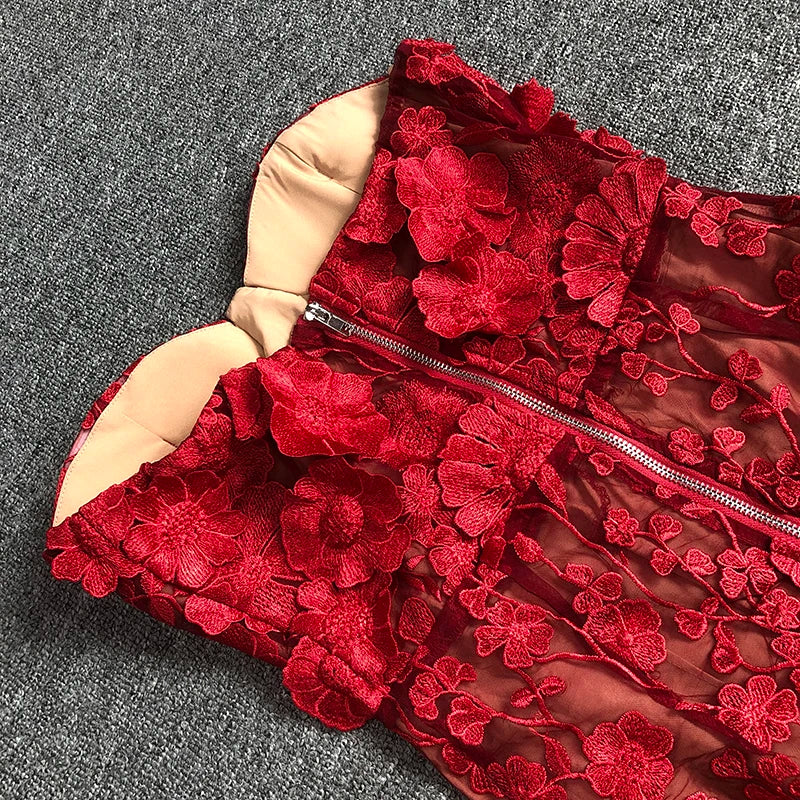 Embroidery Bodycon Dress - Vivia - Image 13