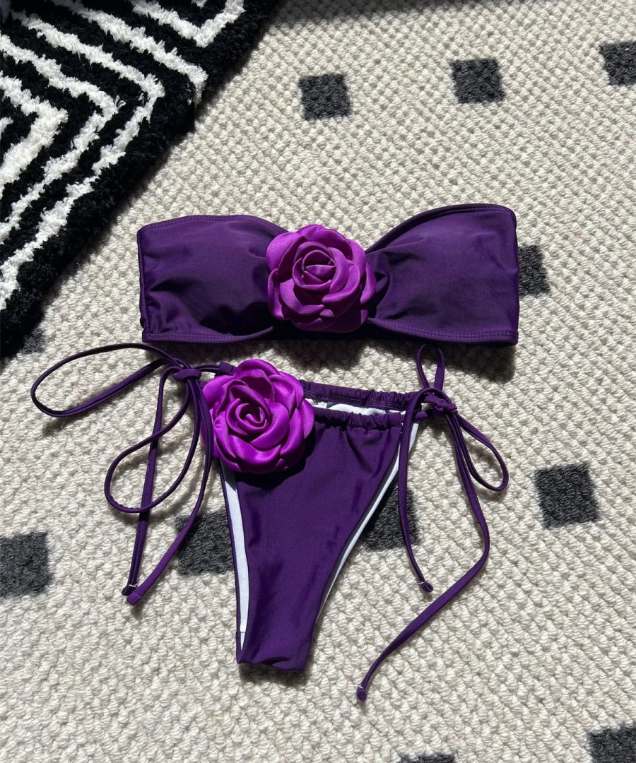 3D Flower Design Bikinis Set - Livian