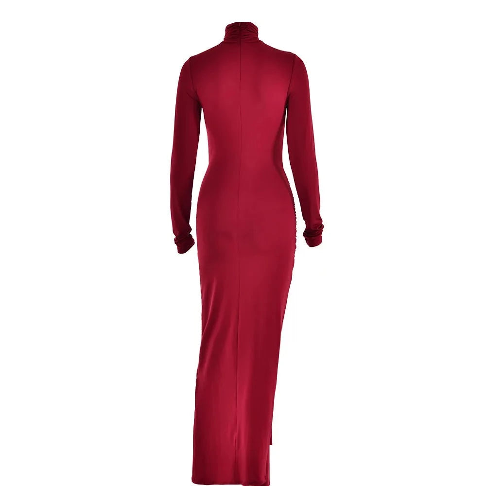 High Neck Long Sleeve Bodycon Dress - Judy - Image 13