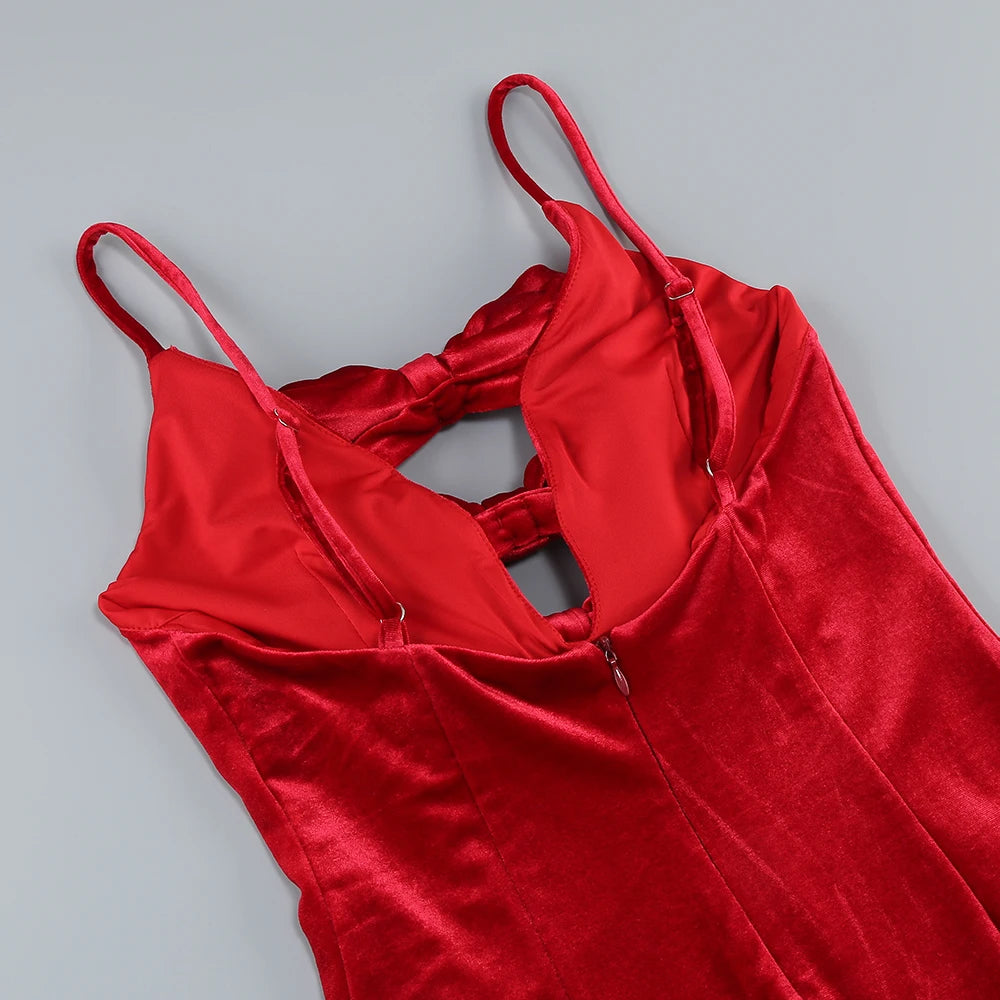 Red V-Neck Bodycon Dress - Lavinia - Image 6