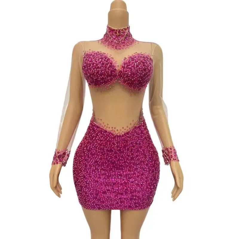 Mesh Crystal Mini Dress - Ryacinth - Image 3