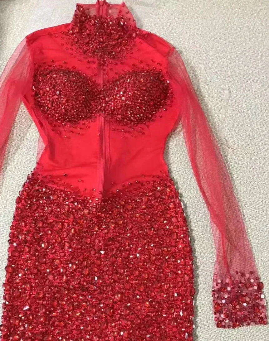 Mesh Crystal Mini Dress - Ryacinth - Image 10