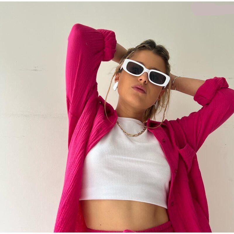 Oversized Long Sleeve Shirt 2 Piece Sets - Lila - Image 5