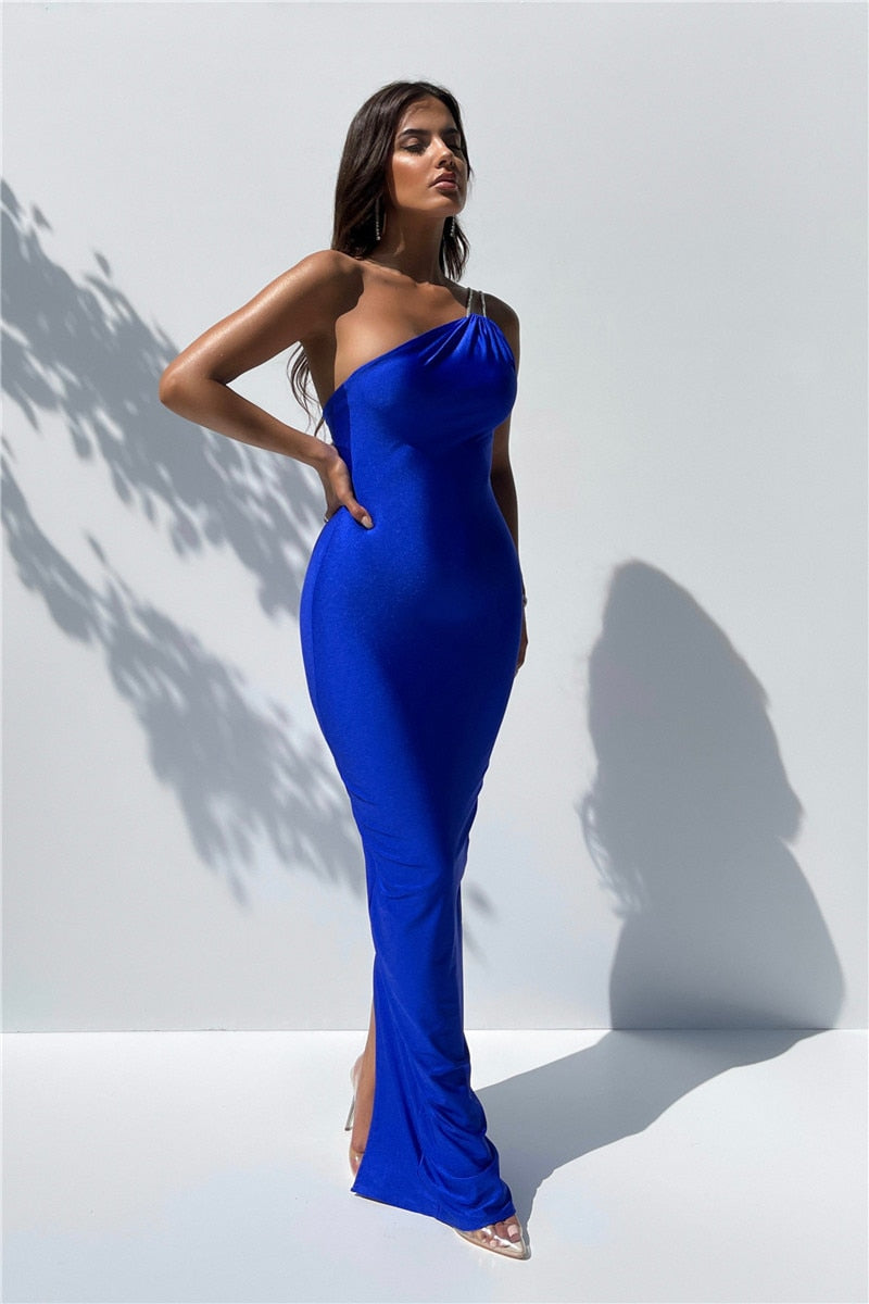 One Shoulder Backless Sexy Maxi Dress - Lila - Image 13