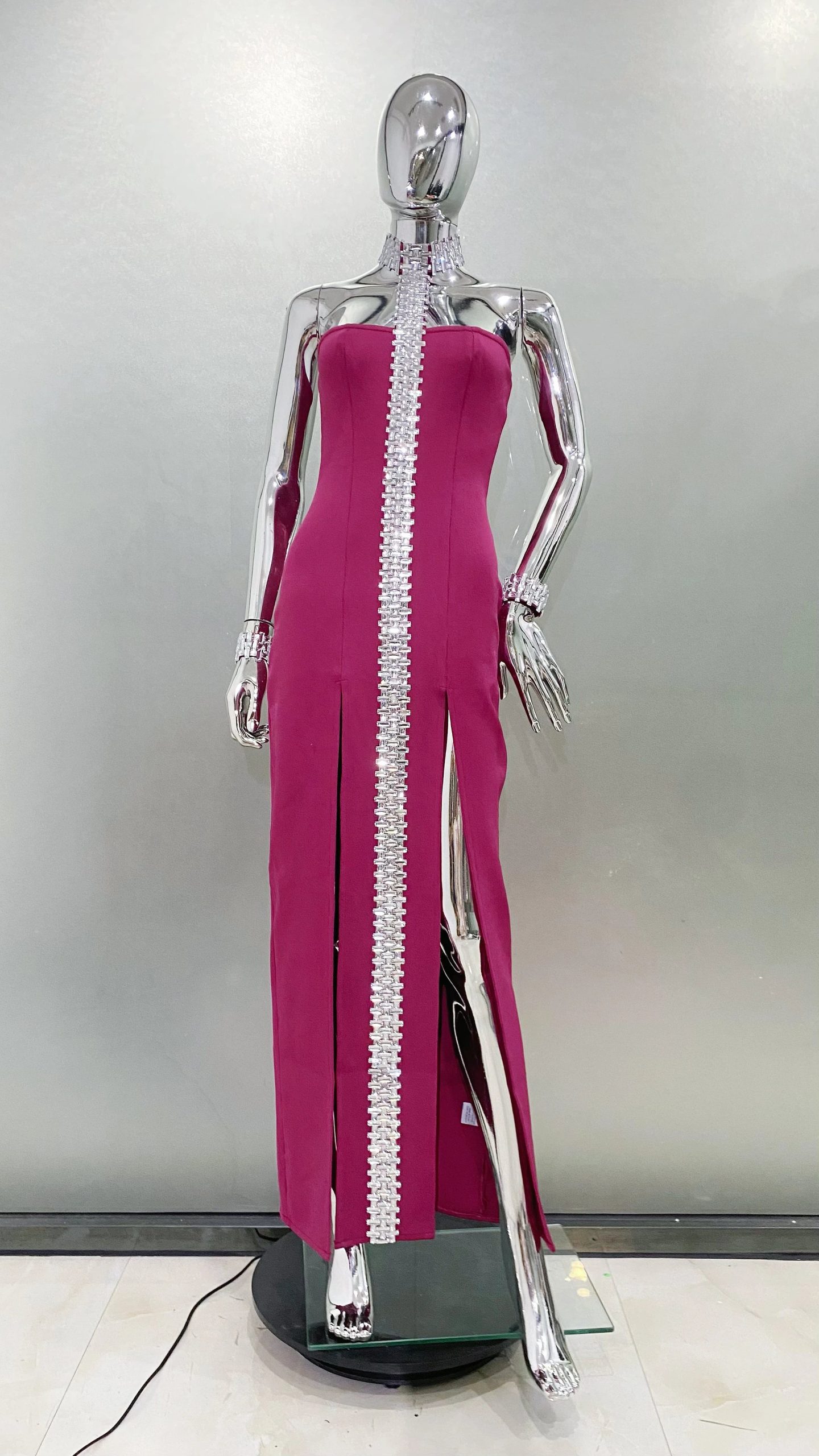 Crystal Chocker Bodycon Dress - Renna - Image 2