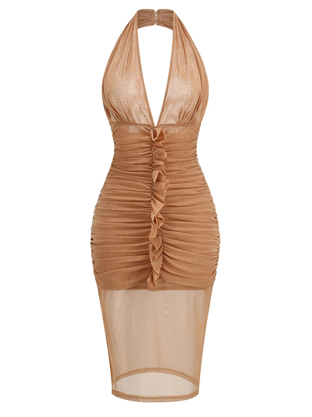 Ruffle Backless Halter Mini Dress - Blissia - Image 9