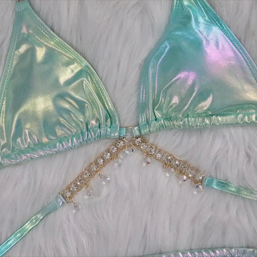 Luxury Rhinestone Criss Cross bikini Set - Alure - Image 8