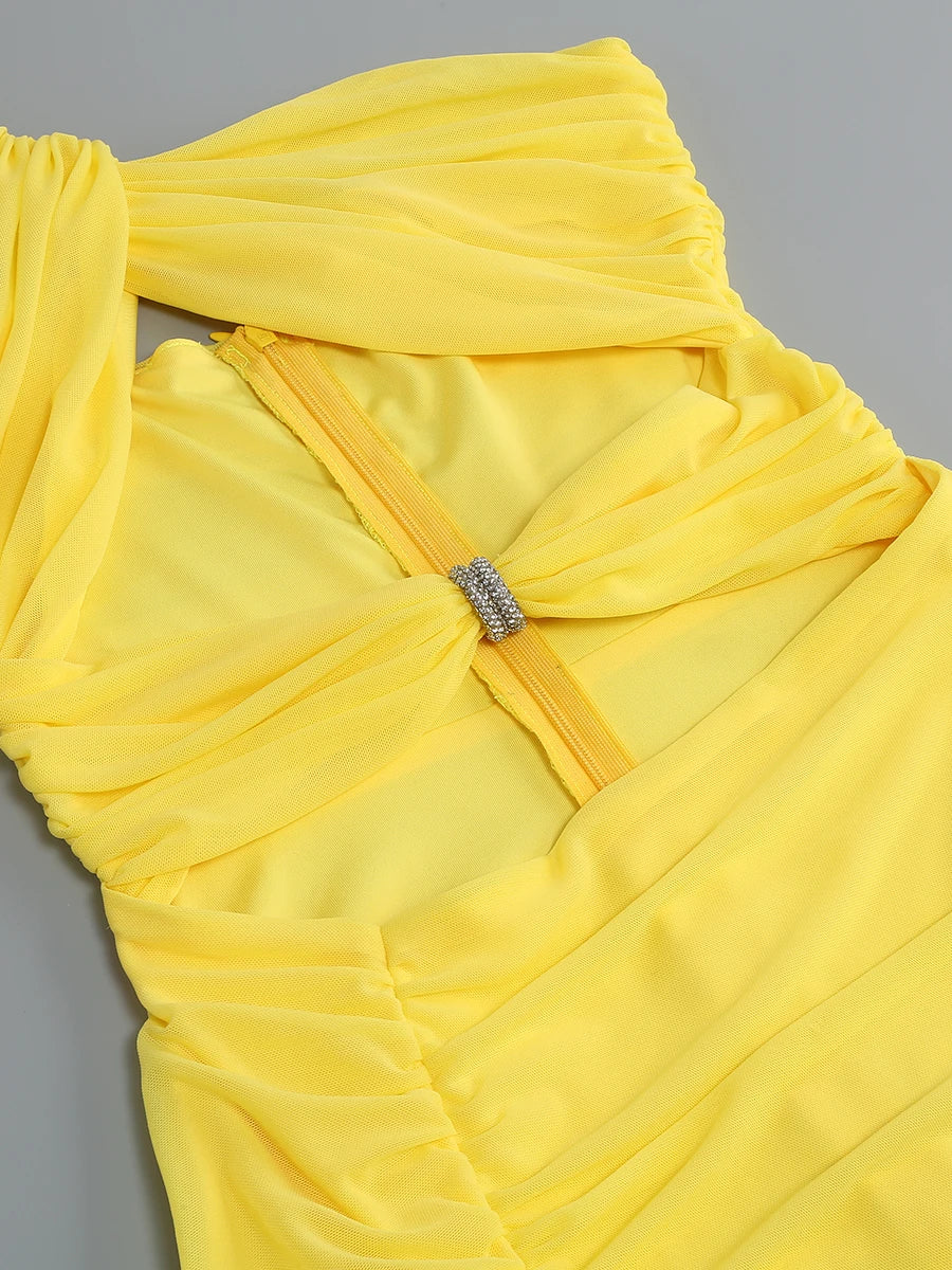 Oblique Shoulder Hollow Out Dress - Liz - Image 15