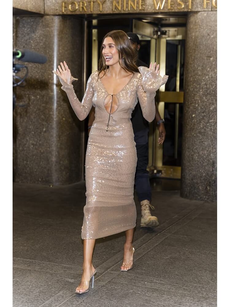 Deep V Backless Sequins Dress - Cherie