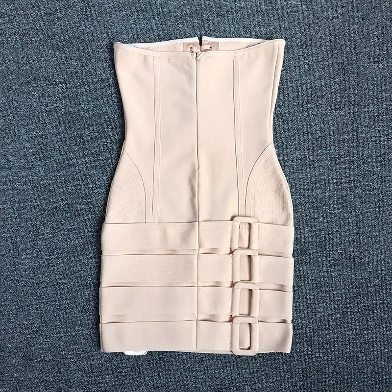 Apricot Strapless Bandage Dress - Izzie - Image 8