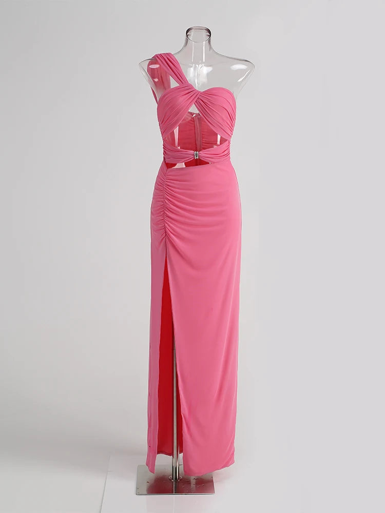 Oblique Shoulder Hollow Out Dress - Liz - Image 9