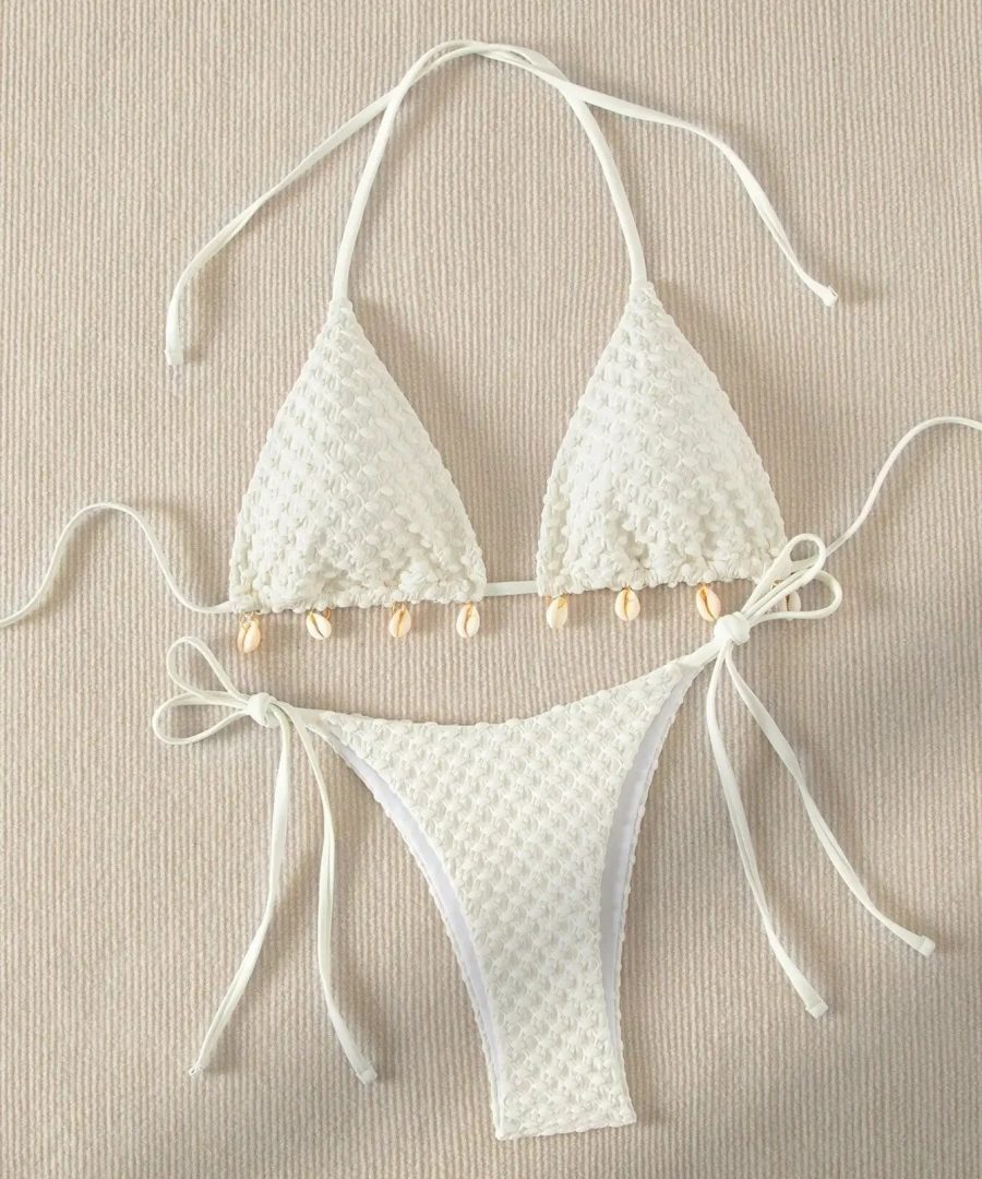 White Shell Design Bikinis Set - Hawaii