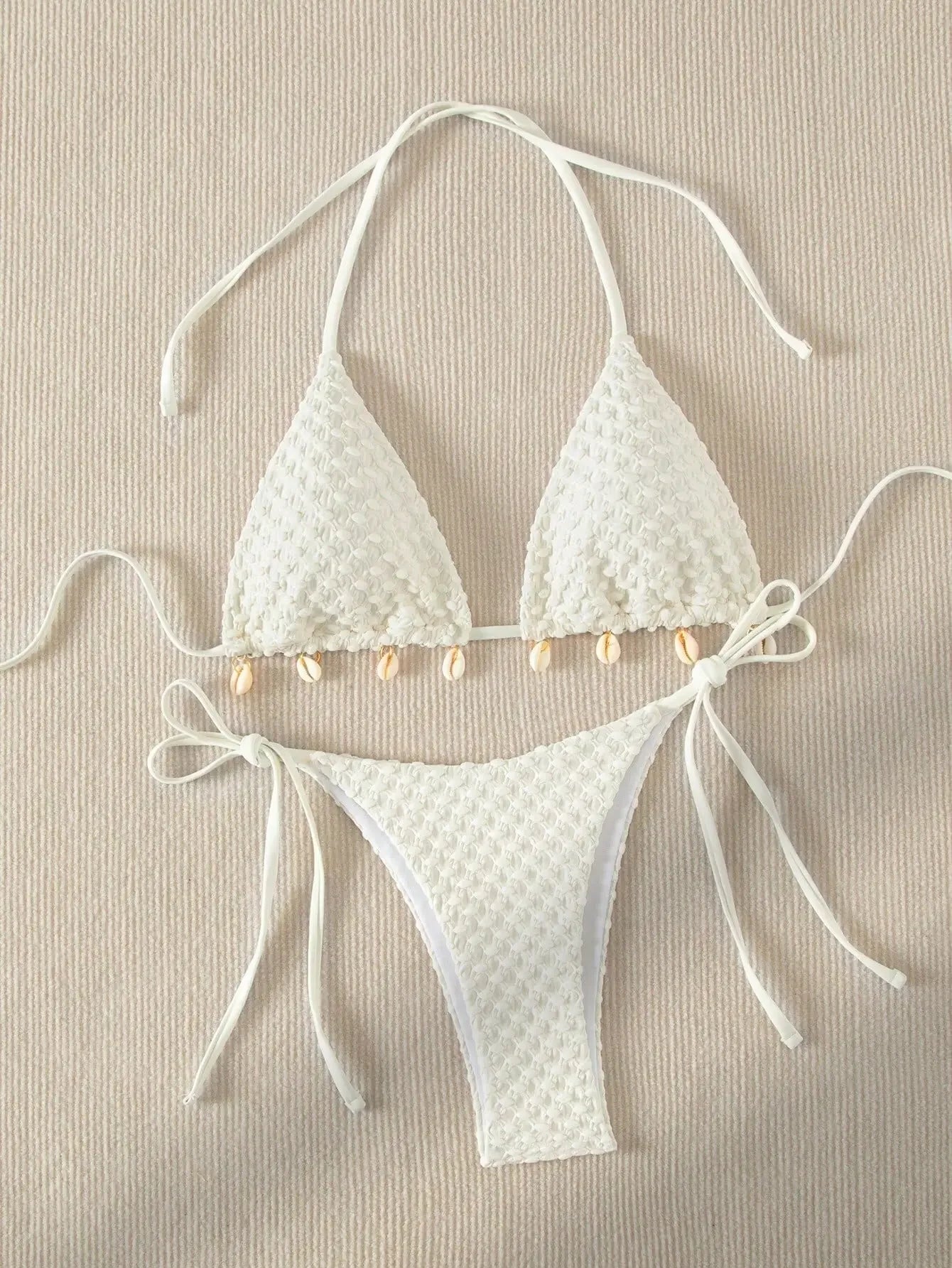 White Shell Design Bikinis Set - Hawaii