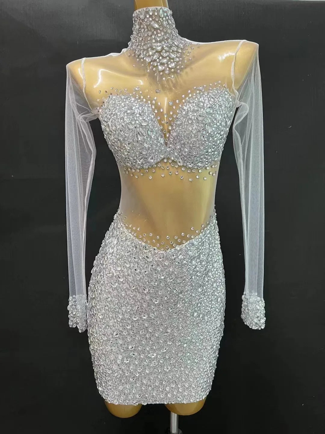 Mesh Crystal Mini Dress - Ryacinth - Image 7